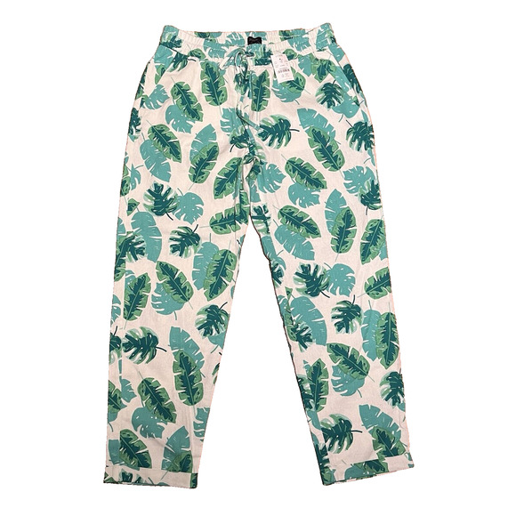 J. Crew Linen Pull On Drawstring Ankle Crop Pants Womens Size 6 Tropical $69 NEW - Picture 3 of 16